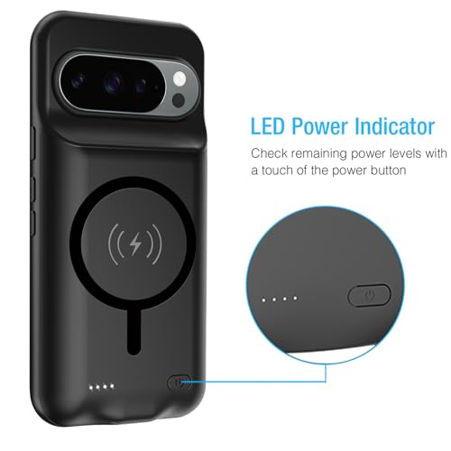 Image of Battery Case for Google Pixel 10 /10 Pro,10000mAh Portable Protective Charging Case with Wireless Charging Compatible for Google Pixel 10 /10 Pro (6.3inch) Battery Pack Charger Case with Carplay (Black)