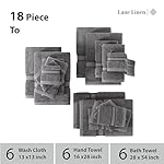 LANE LINEN 100% Mercerized Cotton Bath Towels Set of 18 – Zero Twist, 6 Bath, 6 Hand Towel & 6 Washcloths, Soft, Ideal for Spa Hotel & Home, Gentle on Body, Durable After Multiple Washes – Cool Grey - Image 3