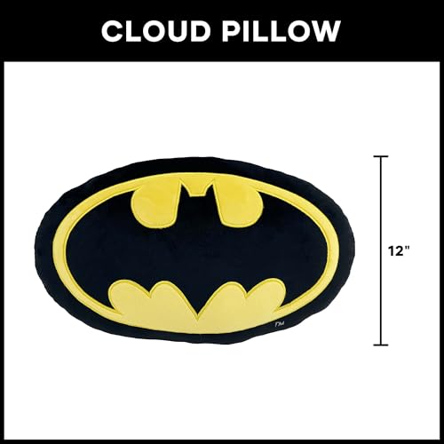 Image of Northwest Batman Classic Logo Cloud Pillow 12 inch - Superhero Plush Stuffed Toy, Kids & Adults Room Decor, Gift for Batman Fans