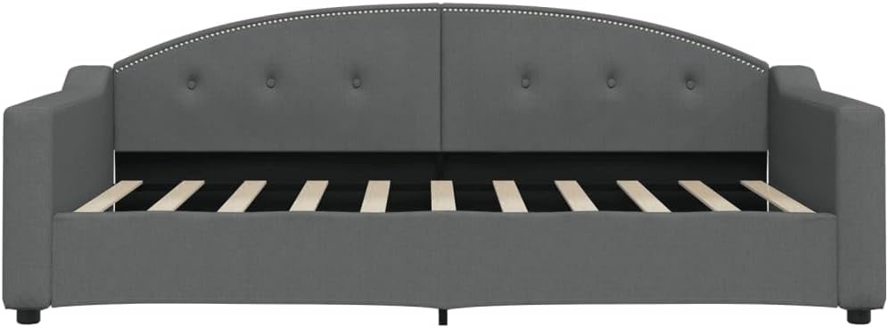Modern Dark Gray Day Bed Twin Size with 100% Polyester Fabric, Metal and Solid Wood Frame, Foam Cushion, Sturdy Platform Foundation for Bedroom, Minimalist Design, Easy Assembly