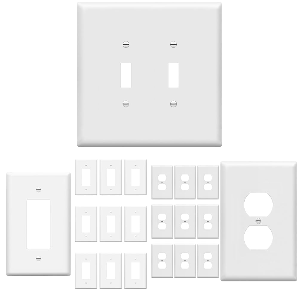 ENERLITES Jumbo Double Toggle Switch Cover & Decorator Light Switch or Receptacle Outlet Wall Plate & Jumbo Duplex Receptacle Outlet Wall Plate