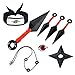 HUABAI Anime Naruto Cosplay 8 piezas, diadema, anillo, collar, accesorios de accesorios, juguetes para hombres, niños y niños, color negro
