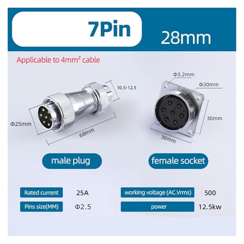 Conector WF28 de 7 pines con sellado hermético IP67 premium 3