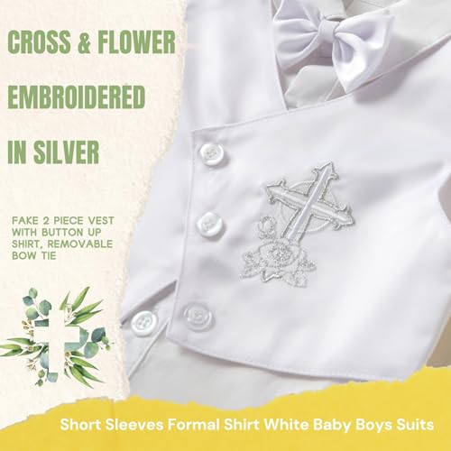 Booulfi Baptism Outfits for Boys Baby Boy Outfits Christening Gifts White Suits with Dress Shirt Pants4