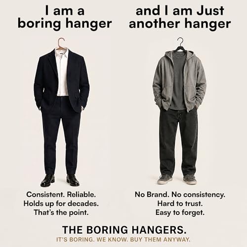 The Boring Hangers Bronze Plastic Hangers 55 Pack - 10 lb Heavy Duty Warm Plastic Clothes Hangers for Closet - 0.20" Slim & Space Saving Coat Hangers for Shirts Dresses & Jackets by The Boring Hangers - Used condition - US$26.99