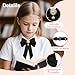 LJBFNN Bow Ties for Women Girl, Girls Bow Tie with Pearls Adjustable Pre-tied Bowtie for School Uniform Shirt Blouse Costume (Black)