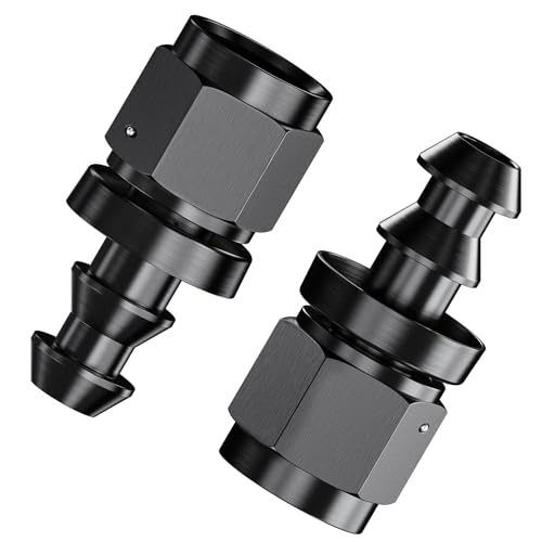2Pcs Straight 6AN Female to 3/8 Push Lock Hose Fitting End for Rubber Fuel Line Black Hard Two Stage Barb Aluminum Anodized Connector Automotive Accessories for Vehicle Fuel Oil Line Modification