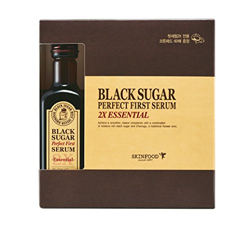 Skinfood Black Sugar Perfect First Serum 2x Essential (4.05fl.oz/120ml) with Cotton Pad 60 Sheets