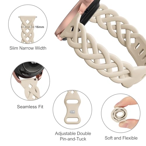 20mm Braided Silicone Band Compatible for Samsung Galaxy Watch 7 6 5 4 40mm 44mm,5 Pro 45mm/Watch 6 4 Classic Band 42mm 46mm 43mm 47mm,Galaxy Watch 3/Active 2 40mm 46mm, Women Slim Lace Sport Bands by Bandiction - Used condition - Image 2