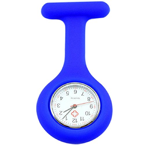 dragonaur Reloj de enfermera con broche de silicona para bolsillo y túnica de cuarzo (azul oscuro) Cover
