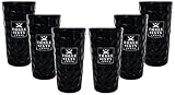  Three Sixty Vodka Glas Gläser-Set - 6x Black Longdrink-Gläser eckig schwarz