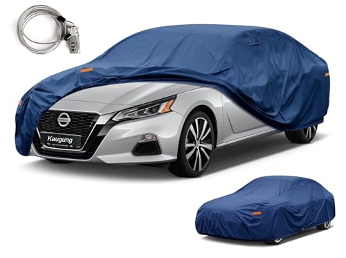 Image of Kaugung Custom Fit Car Cover for Nissan Altima (2002-2026), Heavy Duty Waterproof All Weather Outdoor Protection, Breathable Full Exterior Cover with Vent, Rain Sun Snow UV Proof