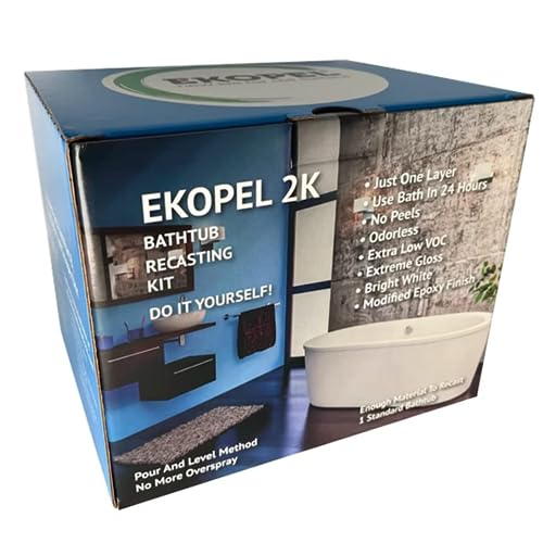 Tub Cast Ekopel Premium Refinishing Kit | Odorless Sink/Bathtub With Surround | DIY - Do It Yourself Refinishing Kit | Made in the USA | Black/Standard Bathtub Kit