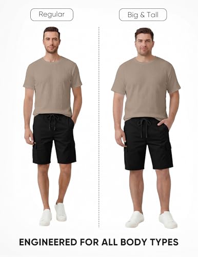 Image of JMIERR Mens T-Shirt Casual Stretch Solid Crewneck Short Sleeve Tees Textured Shirts
