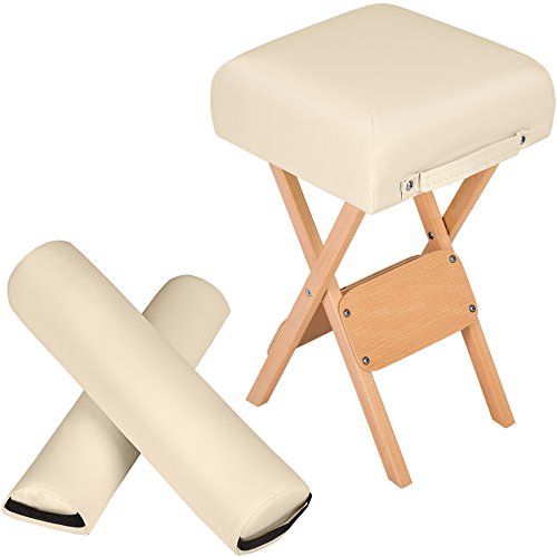 TecTake Accessori per lettino di massaggio sgabello 2 rulli - disponibile in diversi colori - (Beige | no. 400430)