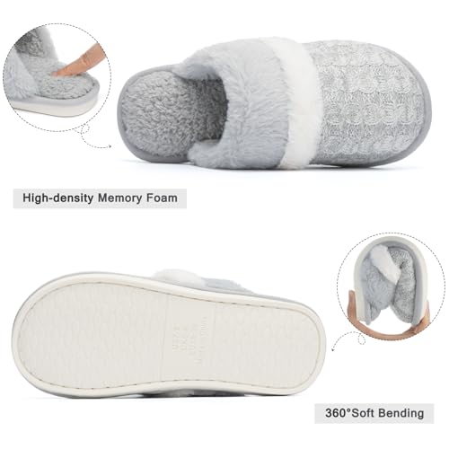 Image of GOEWY Cozy Slippers for Women Indoor and Outdoor Fuzzy House Shoes with Memory Foam Anti-Skid Sole Gifts for Women Mom Ladies