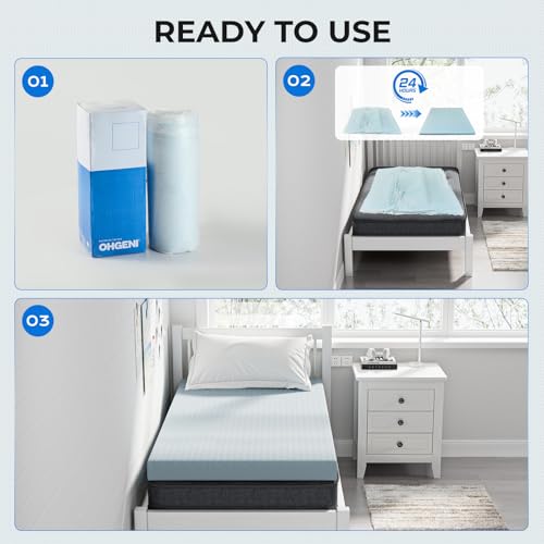 OhGeni 3 Inch Twin Size Memory Foam Mattress Topper Pad with Cover, Egg Crate Foam with Anti-Slip Base, Enhanced with Cooling Gel，Removable & Washable by OhGeni - Image 7