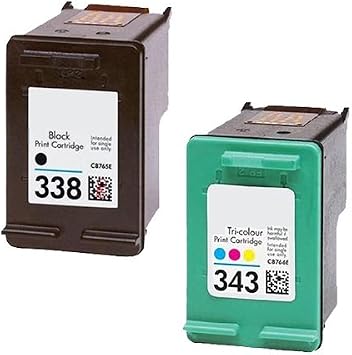 Pack Cartuchos Tinta Compatible para HP 338 XL / 343 XL/Negro y Tricolor  18/17ml T87 T90 : Amazon.es: Informática