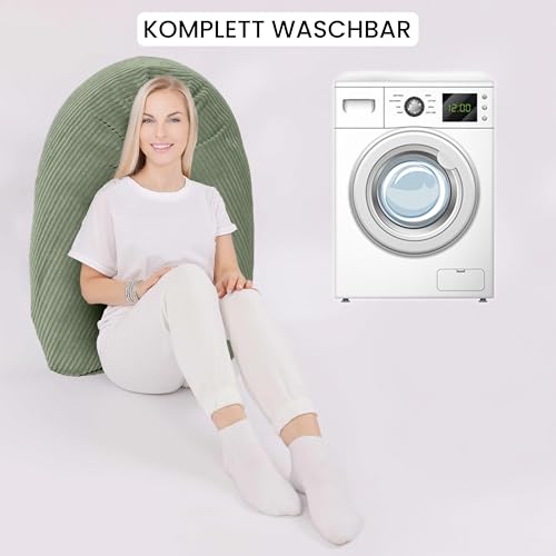 Amilian Stillkissen XXL 170 cm – Seitenschläferkissen für Schwangerschaft & Stillzeit – Lagerungskissen mit Füllung & abnehmbarem Bezug - Blattpoesie