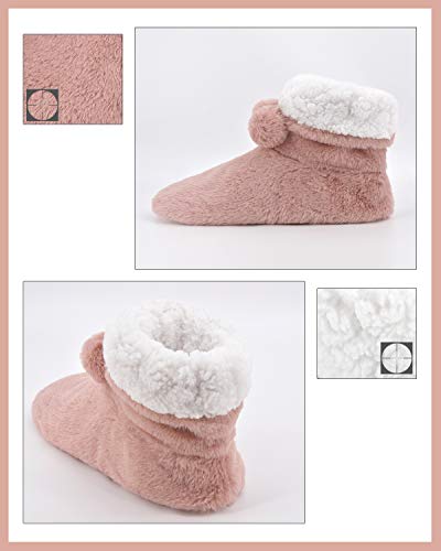 Image of DICUIRD Womens Thick & Warm Slipper Socks with Grippers - Christmas House Slippers