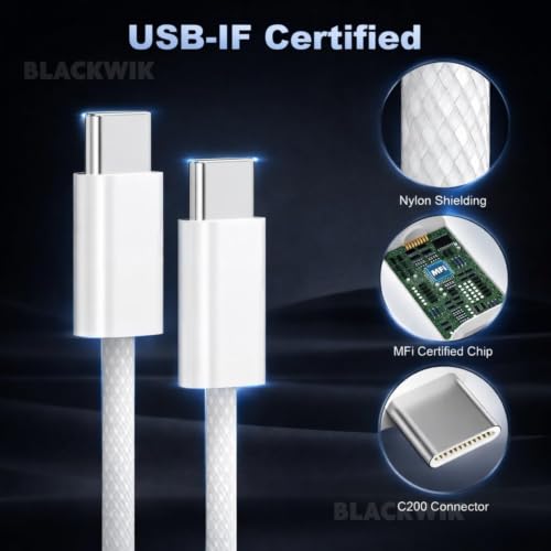 Image of Blackwik C To C cable compatible for iPhone 16 /15 Pro /ProMax /17 /17 pro
