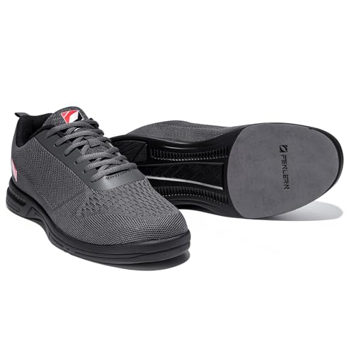 Mens Bowling Shoes Universal Sliding Sole Left or Right Handed Great for Bowling Practice and League Games(Men 10.5 Grey)
