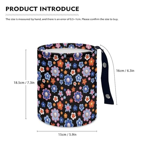 Image of Groovy Hippie Flower Collapsible Trash Can for Cars, Family Gatherings, Camping - Easy to Clean Car Garbage Accessory