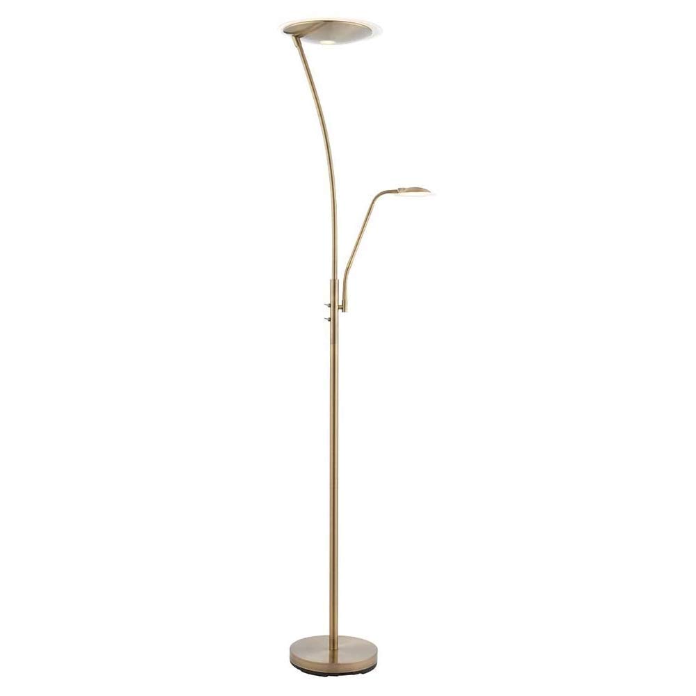 Saxby Lighting Antique Brass Endon Alassio Decorative Finish Led Mother/Father Parent & Child Standing Floor Lamp With Adjustable Reading Light