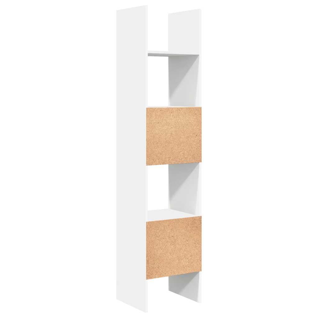 Bücherregal Weiß 40x35x180 cm aus Holzwerkstoff mit 5 geräumigen Fächern, modernes Bücherregal für Bücher, Zeitschriften und Dekoration, pflegeleicht mit feuchtem Tuch