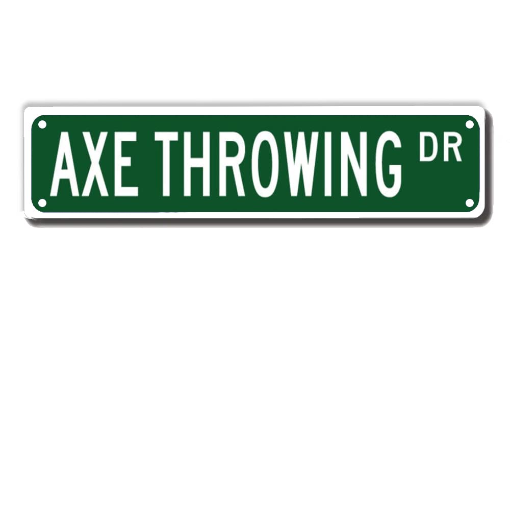 ERMUHEY Axe Throwing Dr Street Sign, Axe Throwing Gift, Axe Throwing Wall Decor for Home Office Garage Man Cave Plaque Quality Metal Sign 16x4 Inch