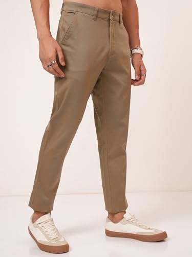 Image of Highlander Men's Slim Fit Formal Trousers | Ankle Length |Smart Trousers for Men | Chino Trousers for Men|Elegant Design | Comfortable Fabric for Daily Work & Formal Occasions