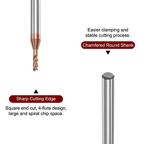 Image of HARFINGTON 2pcs Square Nose End Mill 4mm Shank 2mm x 8mm AlTiSin Coated Solid Carbide Long Reach Extended Neck 4 Flutes CNC Router Bit Milling Cutter for Stainless Steel Hardened Steel
