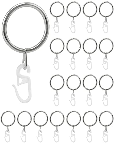 QWORK® 20 Stück Metall Gardinenringe mit Kunststoff Gardinenhaken für...