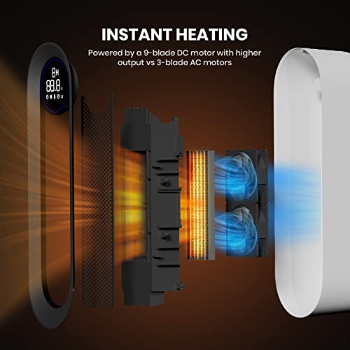 Daxiga Space Heater For Indoor Use, 1500W Electric Portable Heater With Thermostat, Ceramic Ptc Room Heater With 3 Modes, 24H Timer, Led Display, Oscillating Heater With Remote For Bedroom, Office #TOP3