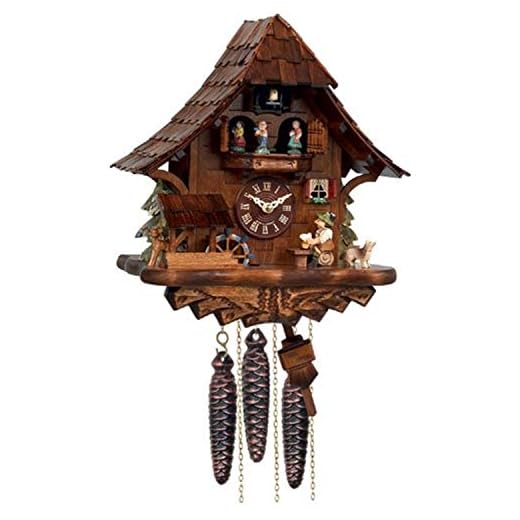 River City Clocks One Day Musical Beer Drinker Cuckoo Clock with Moving Waterwheel and Dancers
