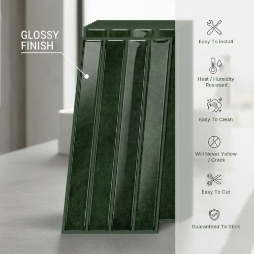 Image of HASTHIP 10 Sheets Peel and Stick Backsplash Tiles, Tiles Sticker, Green