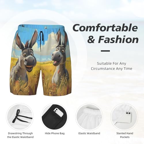 Funny Countryside Donkey Funny Men's Swim Trunks Board Shorts Quick Dry- 5