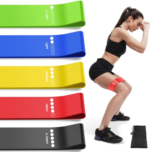 Resistance Bands for Working Out, Exercise Bands Resistance Bands Set with 5 Resistance Levels, Multi-Colored Workout Bands for Indoor & Outdoor Fitness, Leg Strength Training, Yoga (Multicolor)