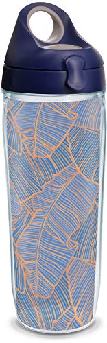 Tervis Navy Banana Palms Made In Usa Double Walled Insulated Tumbler Travel Cup Keeps Drinks Cold & Hot, 24Oz Water Bottle, Clear #TOP18