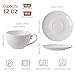 Feenmai 12 oz Cappuccino Cups with Saucers, Ceramic Espresso Coffee Cups Set of 4, White Latte Cup and Saucer, Elegant Tea Mugs Set, Microwave Dishwasher Safe Drinkware for Cafe, Housewarming Gift