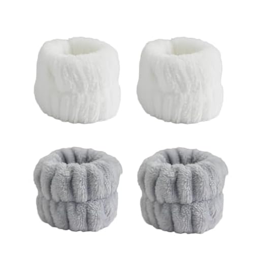 4 Pcs muñequeras para Lavar la Cara, Toalla de muñeca,Microfibra para Lavarse Cara de Evitan Que Líquido se Derrame por Tus Brazos.
