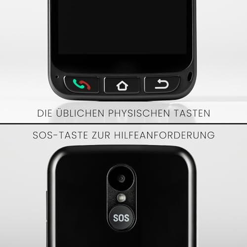 SPC Zeus 4G PRO + Gehäuse - Smartphone für Senioren | Einfacher Modus mit XXL-Symbolen | SOS-Taste, Fernkonfiguration | 4GB RAM, 64GB ROM, Android 11, 13MP Kamera, Ladestation, 5,5', Schwarz