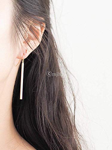 Minimalist Silver Plated Long Vertical Bar Drop Earrings3