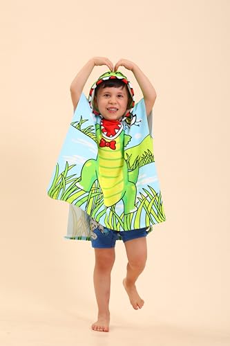 Image of Dinosaur Hooded Towels for Kids, Kids Beach Towels for Boys /Girls, Swimming Towels /Towel Robes /Wearable Towels /Pool Towels for Kids 2-10, Poncho Beach Towels for Kids, Hooded Beach Towels for Toddler