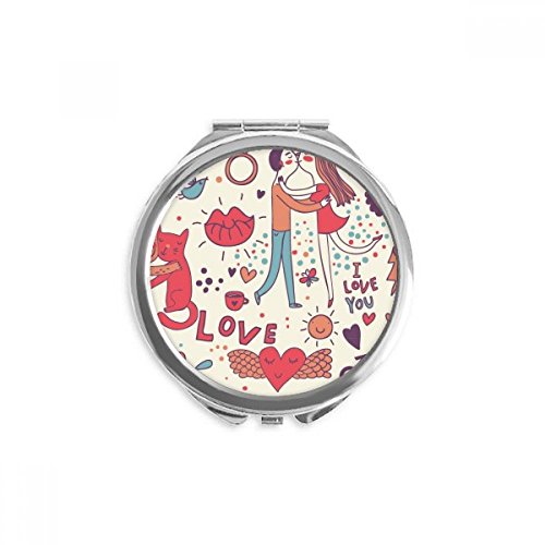 Miroir de maquillage de poche portable rond fleur plante miroir