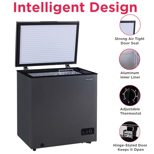 Frigidaire Chest Deep Freezer, 5 Cu. Ft. Capacity, Granita Rugged Design-Adjustable Thermostat-Removable Vinyl Coated Wire Basket-Easy Defrost Drain on Fridge.com