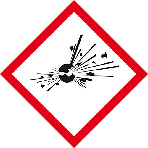 Aufkleber Etikett"Explosionsgefahr" GHS-Gefahrensymbol Folie selbstklebend | quadratisch 5-20cm Made in Germany, Größe: 10x10cm Cover