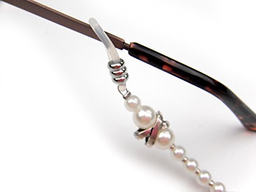 All In One Off White Acrylic Pearl Beads Eyeglass Sunglass Retainer Necklace Chain With Eyeglass Bag And Cleaning Cloth (Kit1) #TOP3