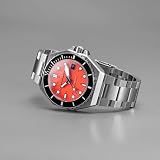 Spinnaker Męski zegarek 44 mm Dumas automatyczny 3 igły z paskiem ze stali nierdzewnej SP-5081, mandarynka, bransoletka, Tangerine, Bransoletka