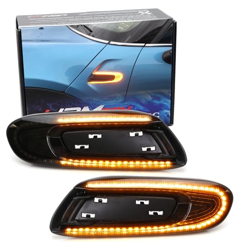 iJDMTOY Euro Smoked Lens Sequential Blink Amber LED Fender Side Marker Light Kit Compatible With MINI Cooper F55 F56 F57 Hardtop/5-Door/Convertible, 56 LED Diodes, Replace OEM Amber/Clear Sidemarkers